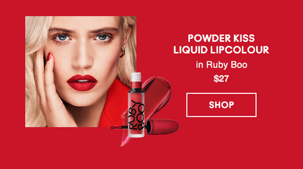 POWDER KISS LIQUID LIPCOLOUR
in Ruby Boo
$27
SHOP