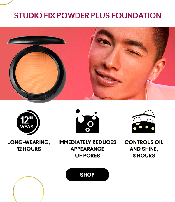 STUDIO FIX POWDER PLUS FOUNDATION
                                
Long-wearing, 
12 hours

Immediately reduces
appearance 
of pores
 
Controls oil 
and shine, 
8 hours
 
SHOP