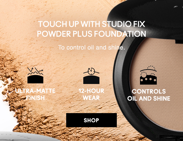 TOUCH UP WITH STUDIO FIX POWDER PLUS FOUNDATION
To control oil and shine.
                                
Ultra-matte finish

12-hour wear 
 
Controls oil and shine
 
SHOP