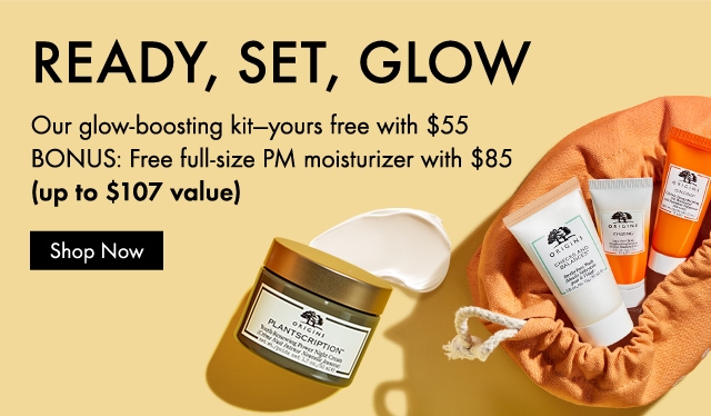 READY SET GLOW Our glow boosting kit yours free with 55 dollars BONUS Free full size PM moisturizer with 85 dollars up to 107 dollars value  Shop Now