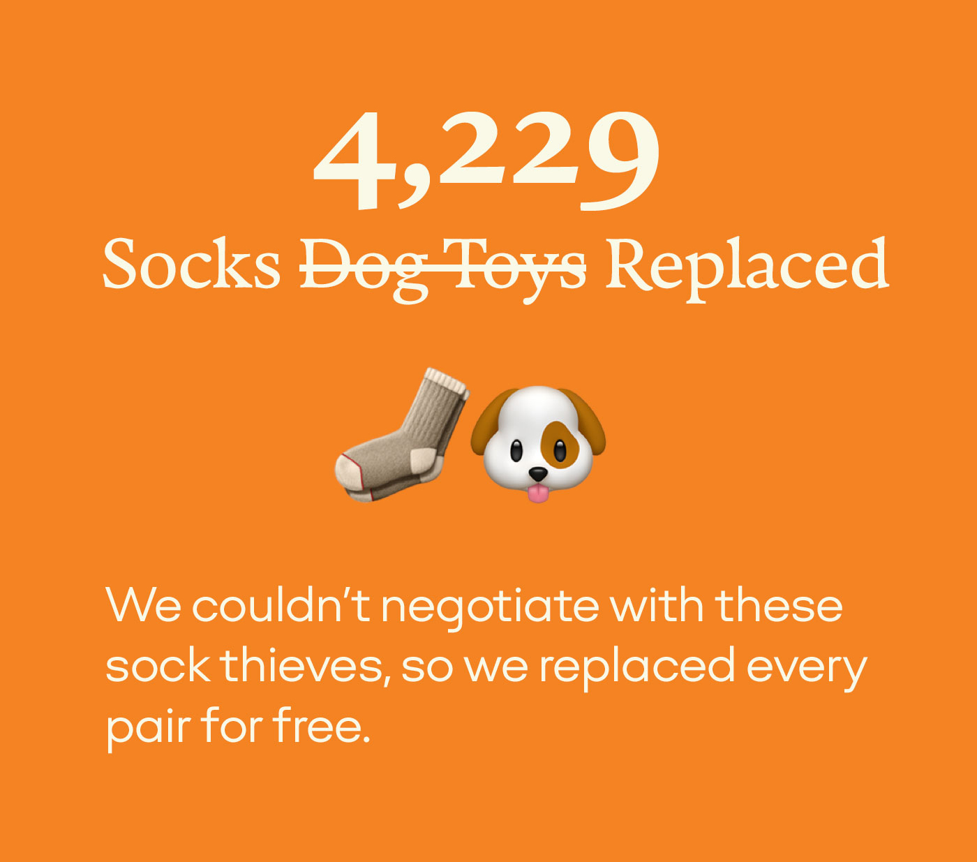 4,229 Socks Dog Toys Replaced | We couldn't negotiate with these sock thieves, so we replaced every pair for free.