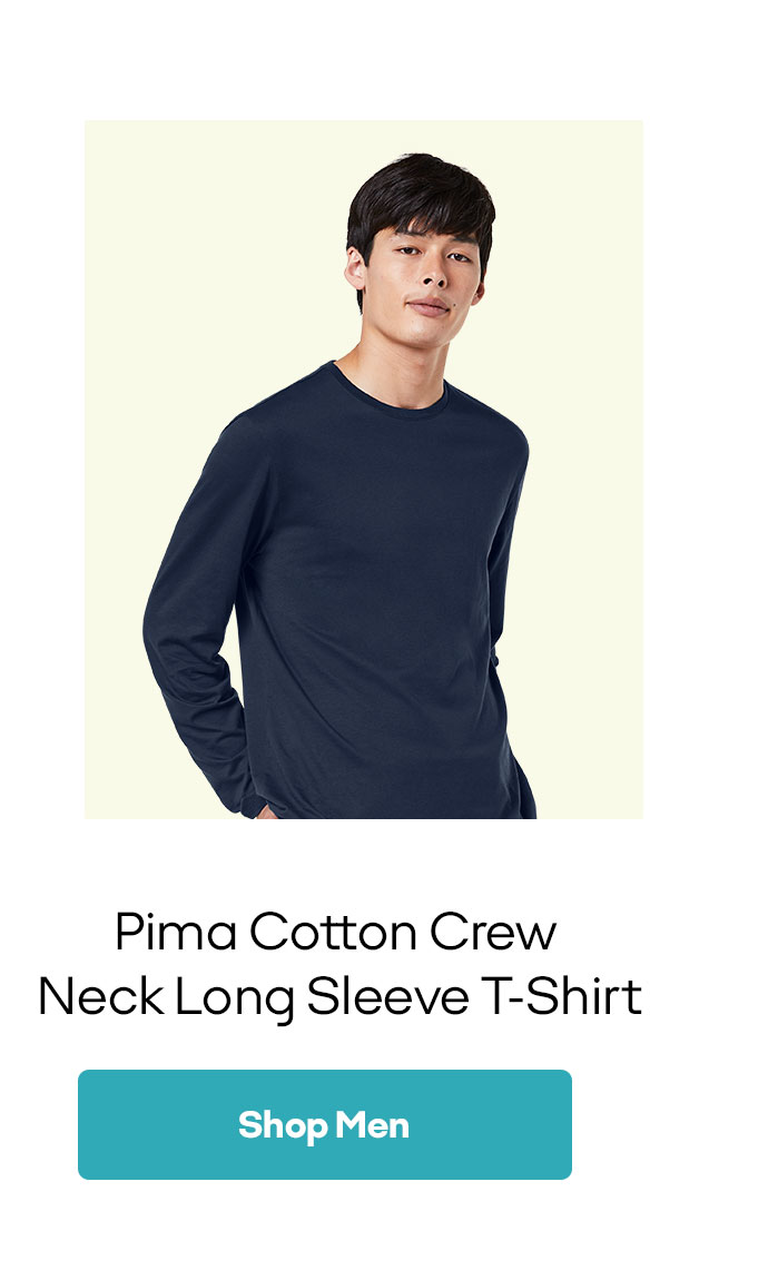 Pima Cotton Crew Neck Long Sleeve T-Shirt | Shop Men