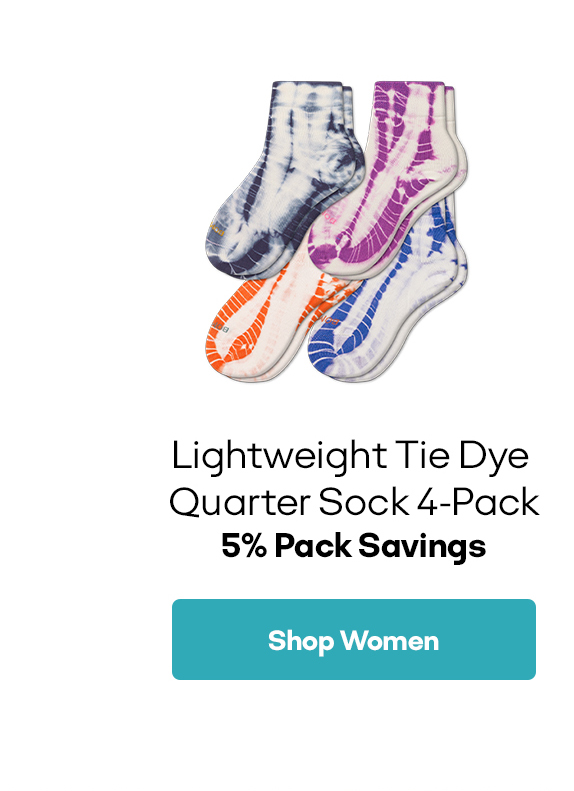 Lightweight Tie Dye Quarter Sock 4-Pack 5% Pack Savings | Shop Women