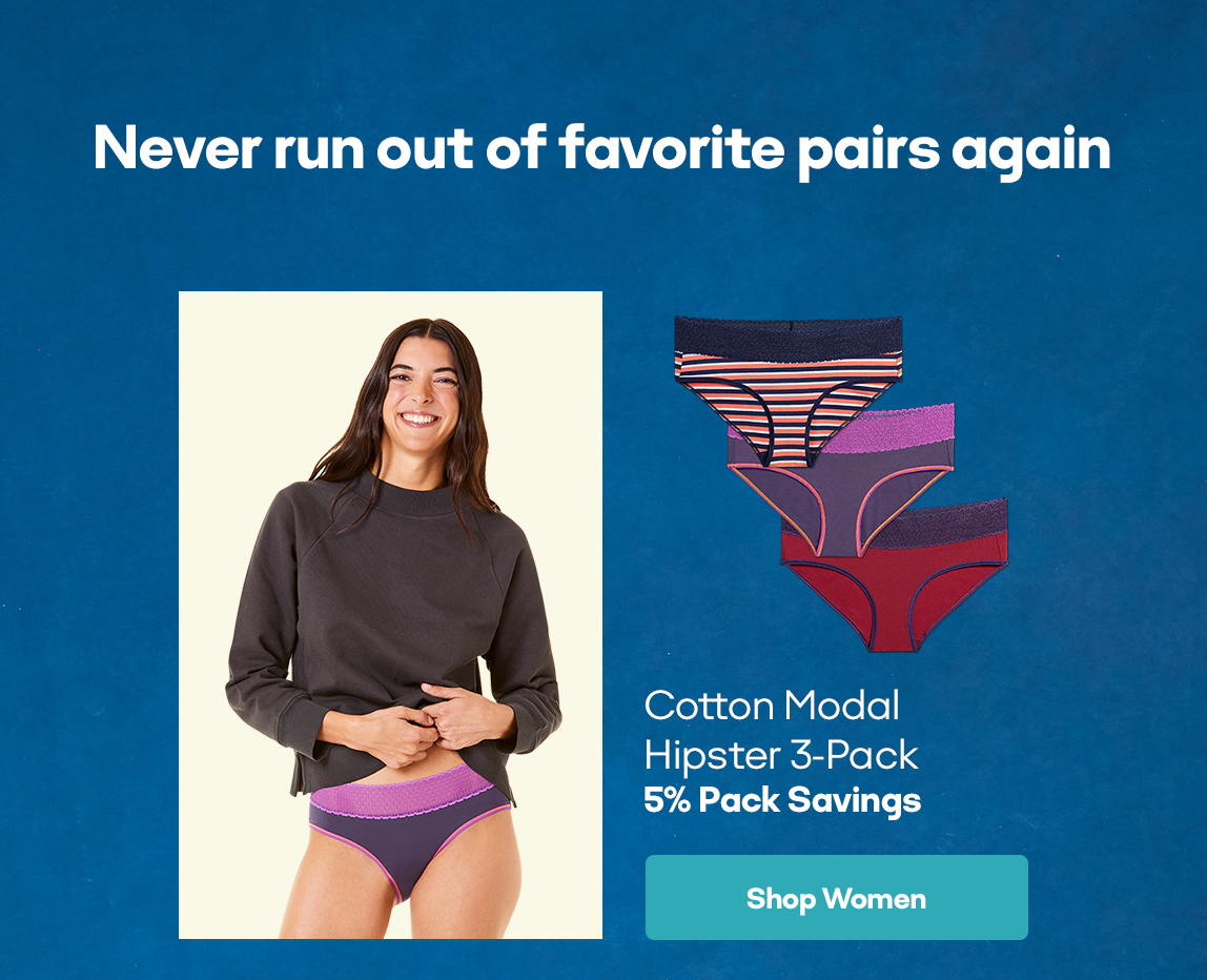 Never run out of favorite pairs again | Cotton Modal Hipster 3-Pack 5% Pack Savings | Shop Women