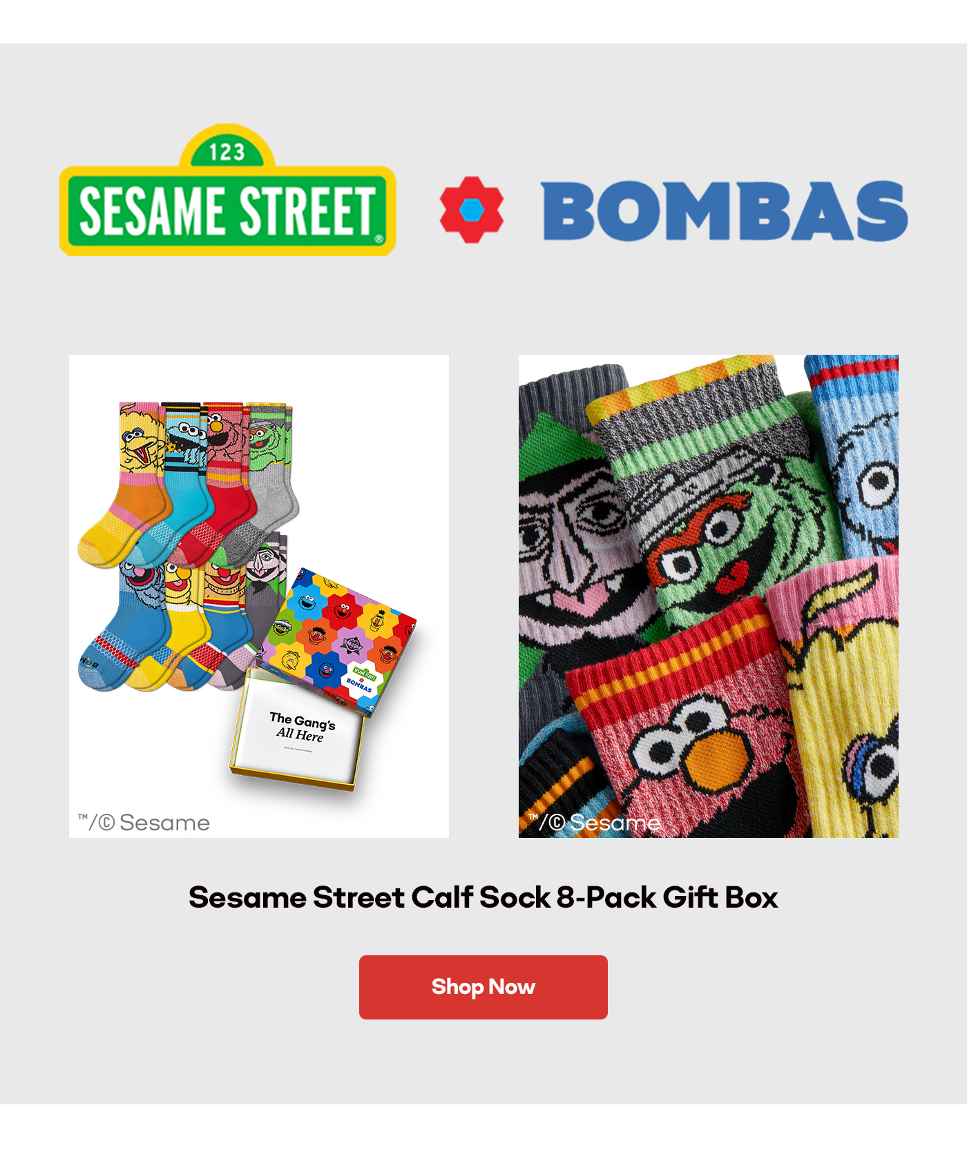 Sesame Street x Bombas | Sesame Street Calf Sock 8-Pack Gift Box | Shop Now