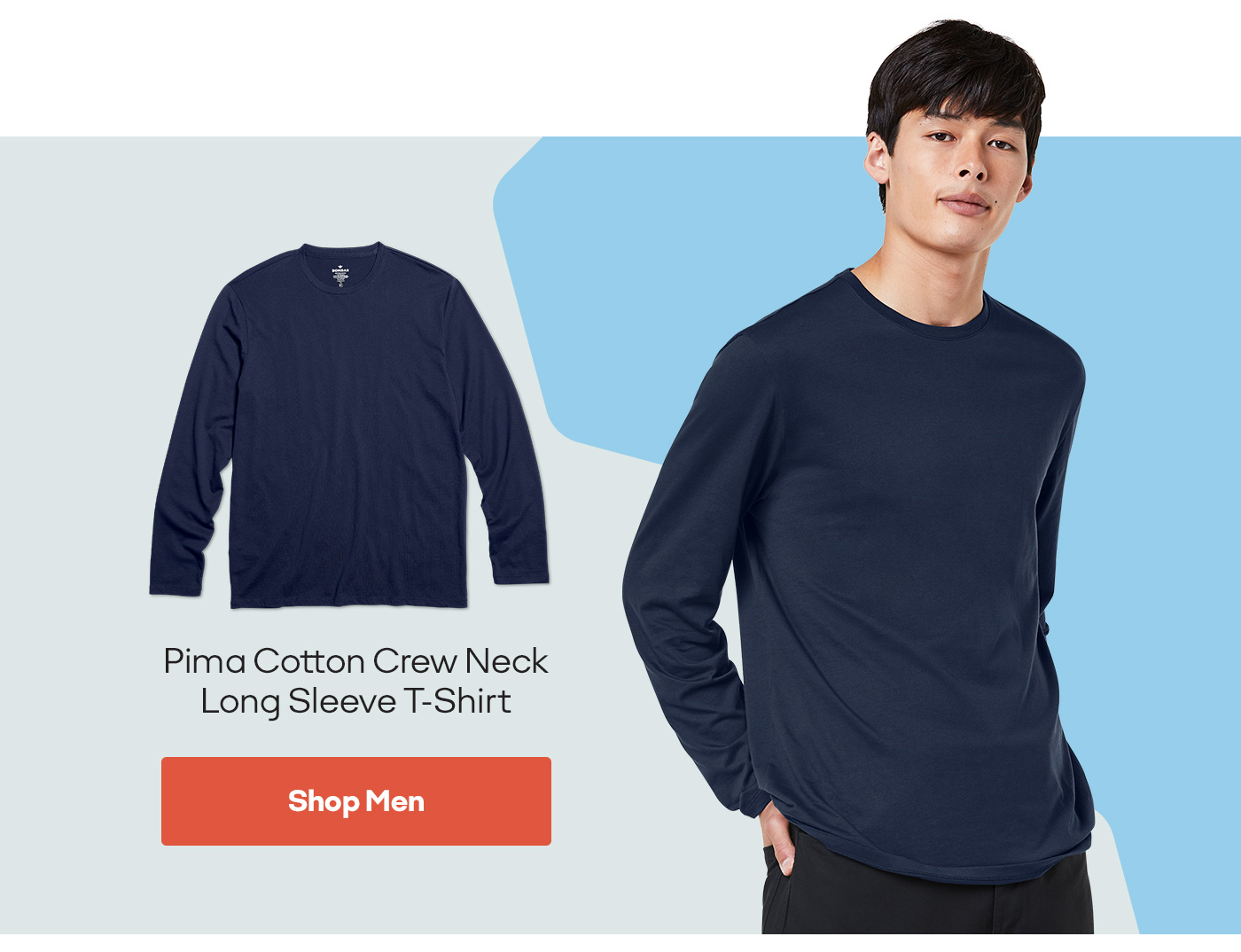Pima Cotton Crew Neck Long Sleeve T-Shirt | Shop Men