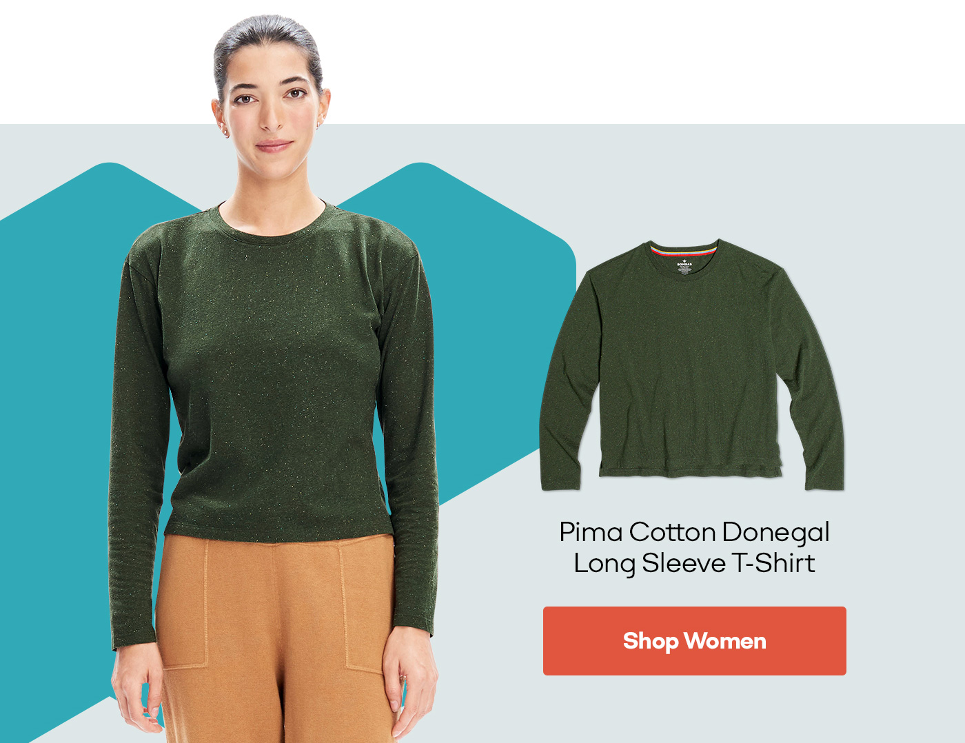 Pima Cotton Donegal Long Sleeve T-Shirt | Shop Women
