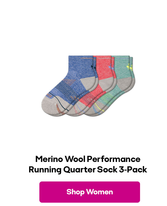 Merino Wool Performance Running Quarter Sock 3-Pack | Shop Women