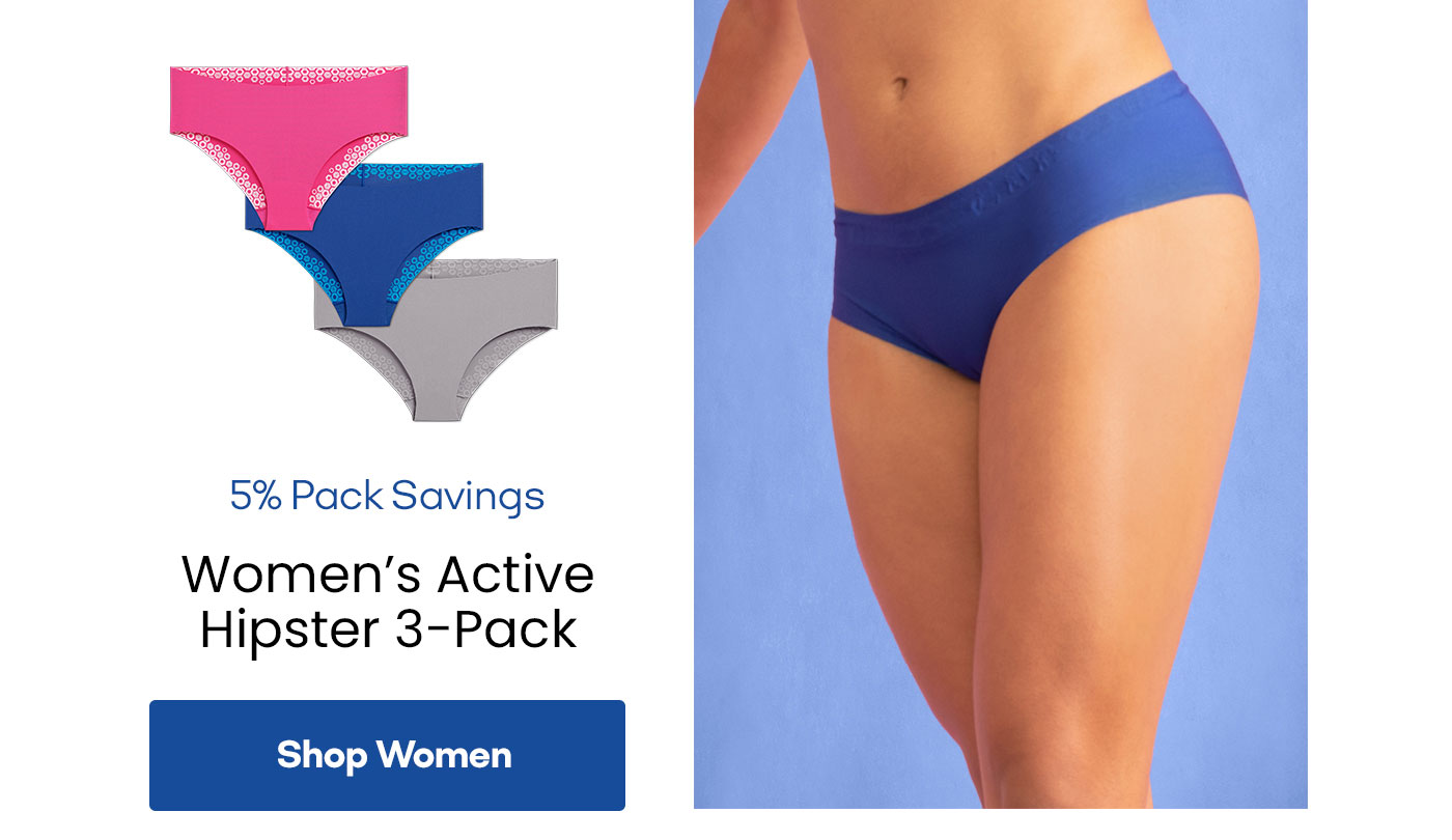 5% Pack Savings | Women's Active Hipster 3-Pack | Shop Women