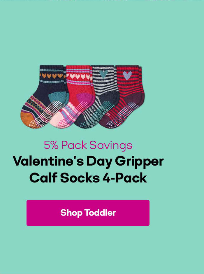 Valentine's Day Gripper Calf Socks 4-Pack | Shop Toddler