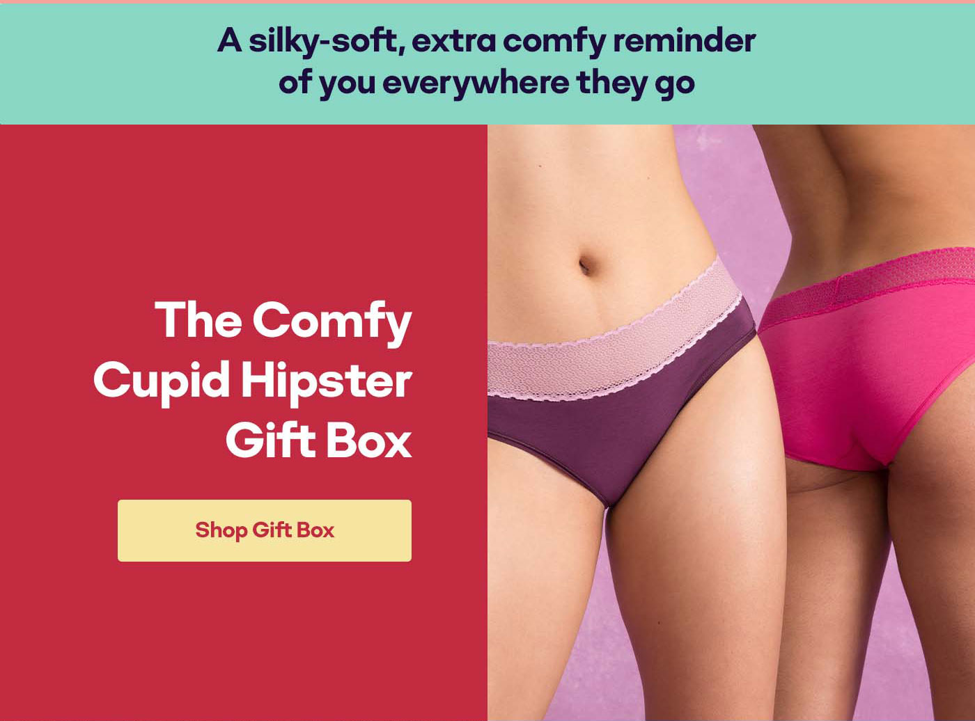 A silky-soft, extra comfy reminder of you everywhere they go | The Comfy Cupid Hipster Gift Box | Shop Gift Box