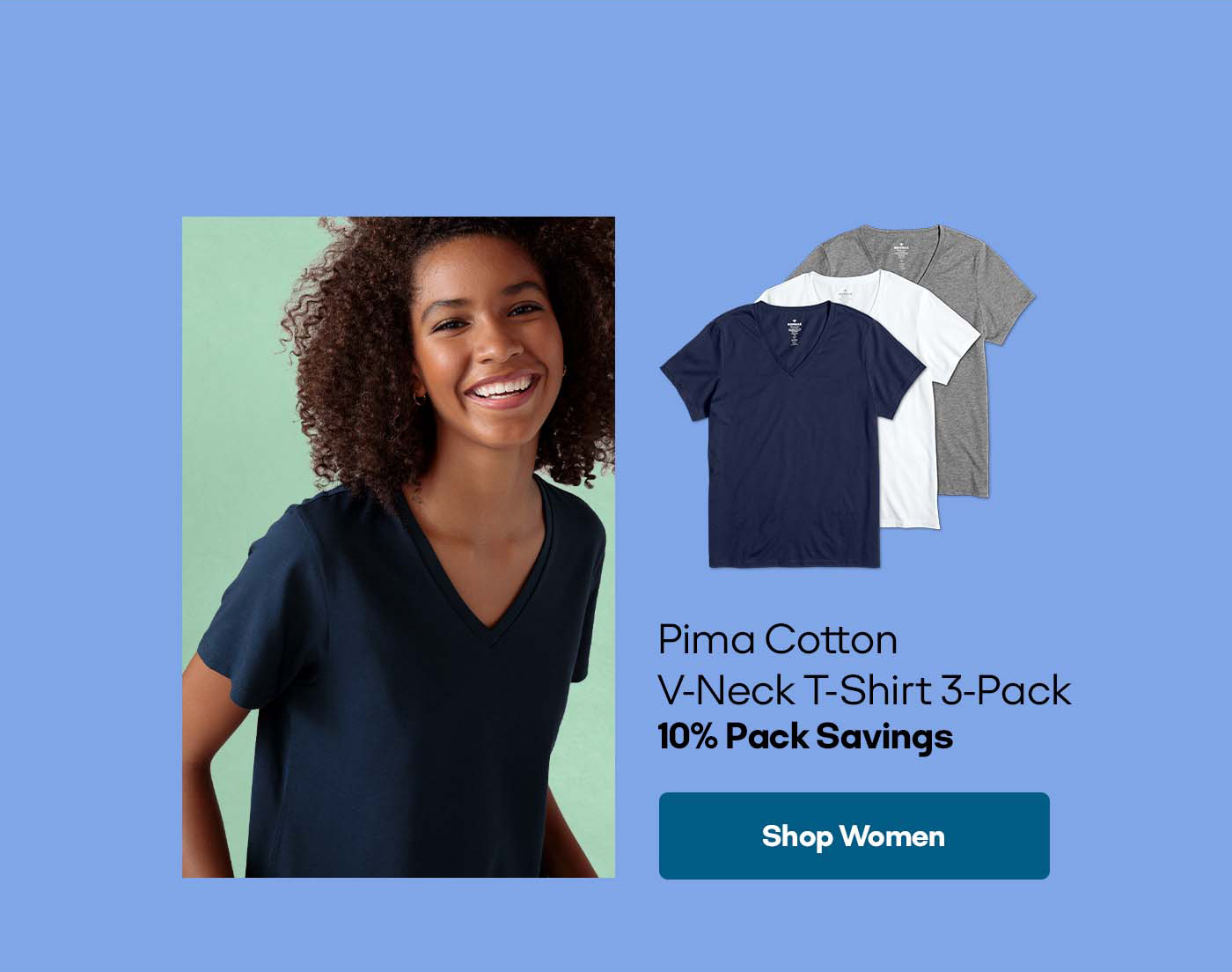 pima cotton v-neck t-shirts 3-pack | 10% pack savings | shop women