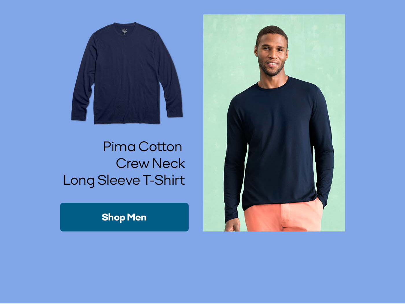 pima cotton crew neck long sleeve t-shirt | shop men