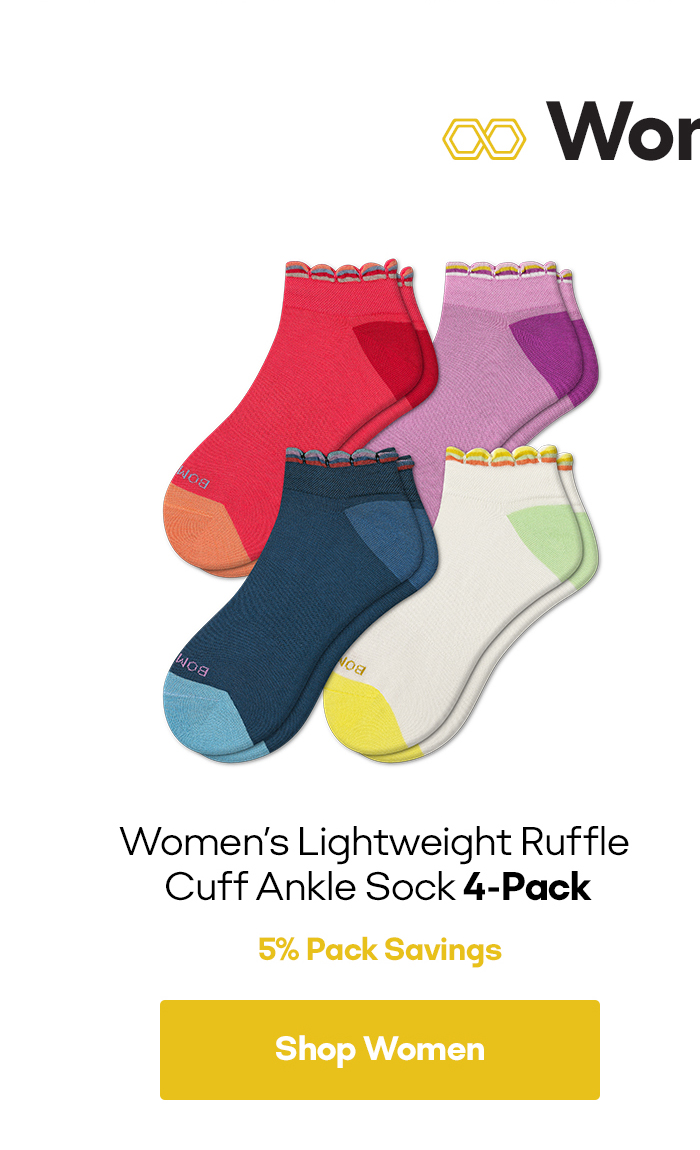 Women Women's Lightweight Ruffle Cuff Ankle Sock 4-Pack 5% Pack Savings Shop Women