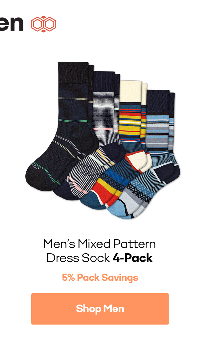 Men's Mixed Pattern Dress Sock 4-Pack 5% Pack Savings Shop Men