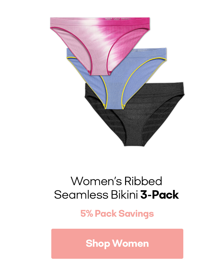 Women's Ribbed Seamless Bikini 3-Pack 5% Pack Savings Shop Women