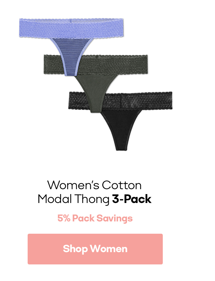 Women's Cotton Modal Thong 3-Pack 5% Pack Savings Shop Women