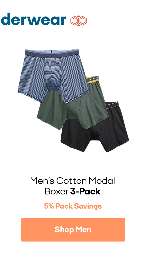 Men's Cotton Modal Boxer 3-Pack 5% Pack Savings Shop Men