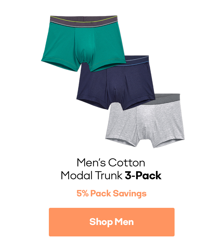 Men's Cotton Modal Trunk 3-Pack 5% Pack Savings Shop Men