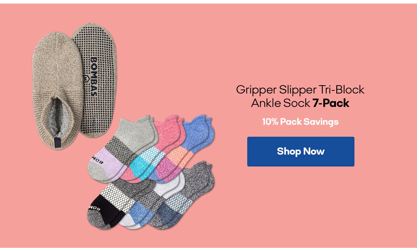 Gripper Slipper Tri-Block Ankle Sock 7-Pack 10% Pack Savings Shop Now