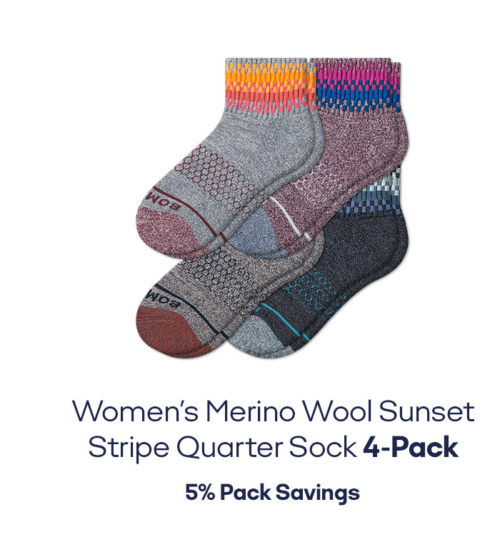 Women's Merino Wool Sunset Stripe Quarter Sock 4-Pack