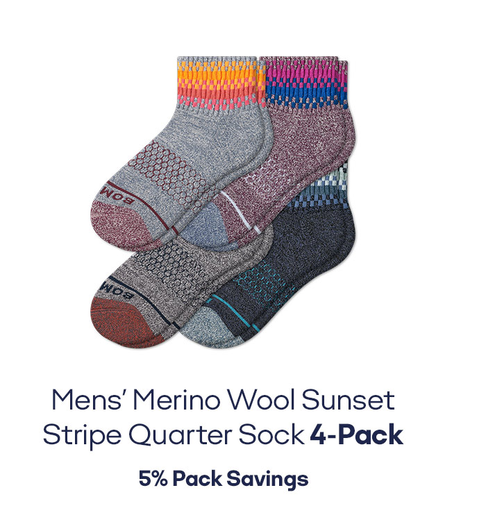 Men's Merino Wool Sunset Stripe Quarter Sock 4-Pack