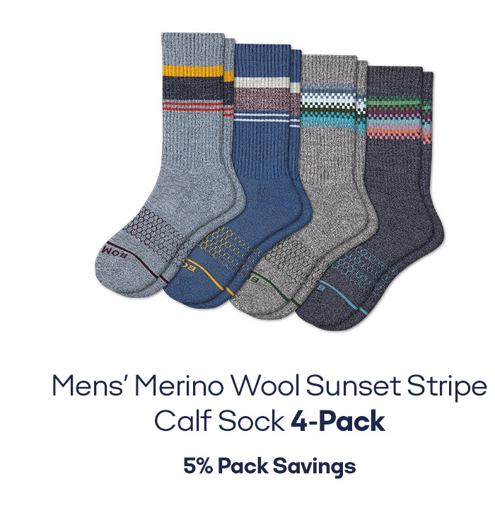 Men's Merino Wool Sunset Stripe Calf Sock 4-Pack