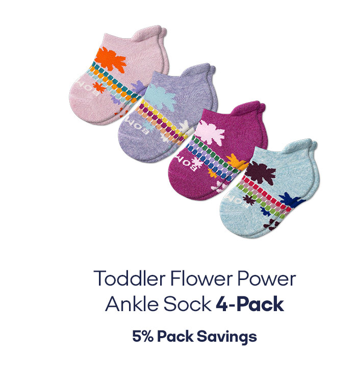 Toddler Flower Power Ankle Sock 4-Pack