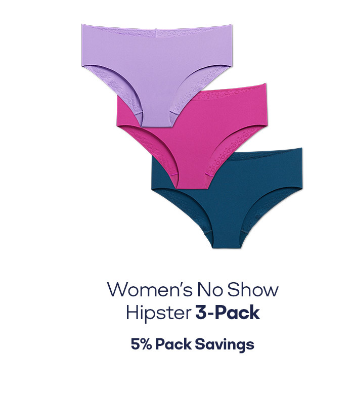 Women's No Show Hipster 3-Pack