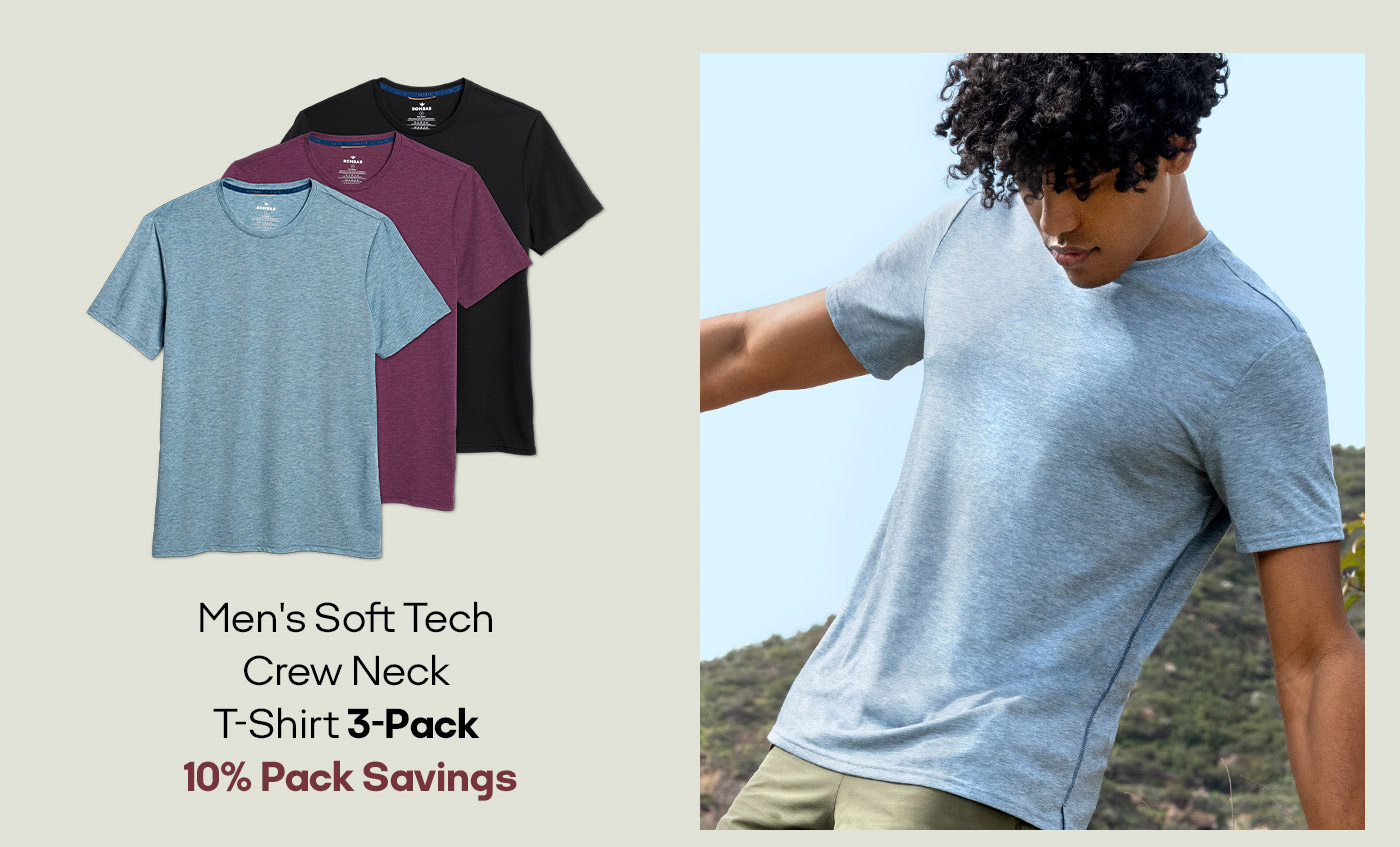 Men's Soft Tech Crew Neck T-Shirt 3-Pack 10% Pack Savings