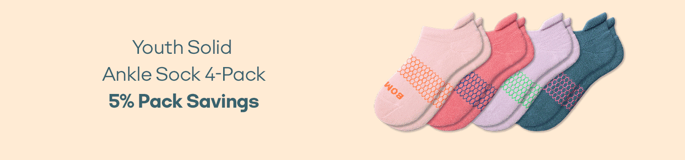 Youth Solid Ankle Sock 4-Pack 5% Pack Savings