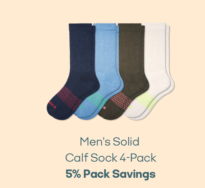 Men's Solid Calf Sock 4-Pack 5% Pack Savings