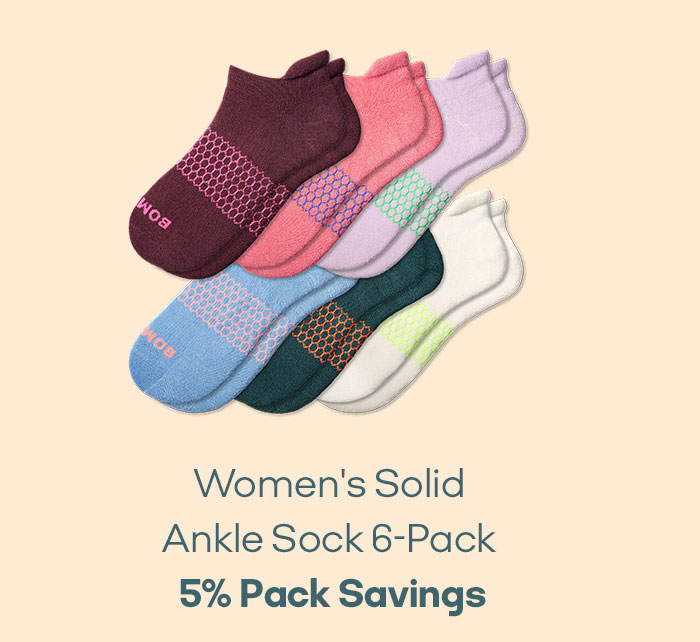 Women's Solid Ankle Sock 6-Pack 5% Pack Savings