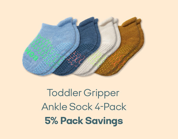 Toddler Gripper Ankle Sock 4-Pack 5% Pack Savings