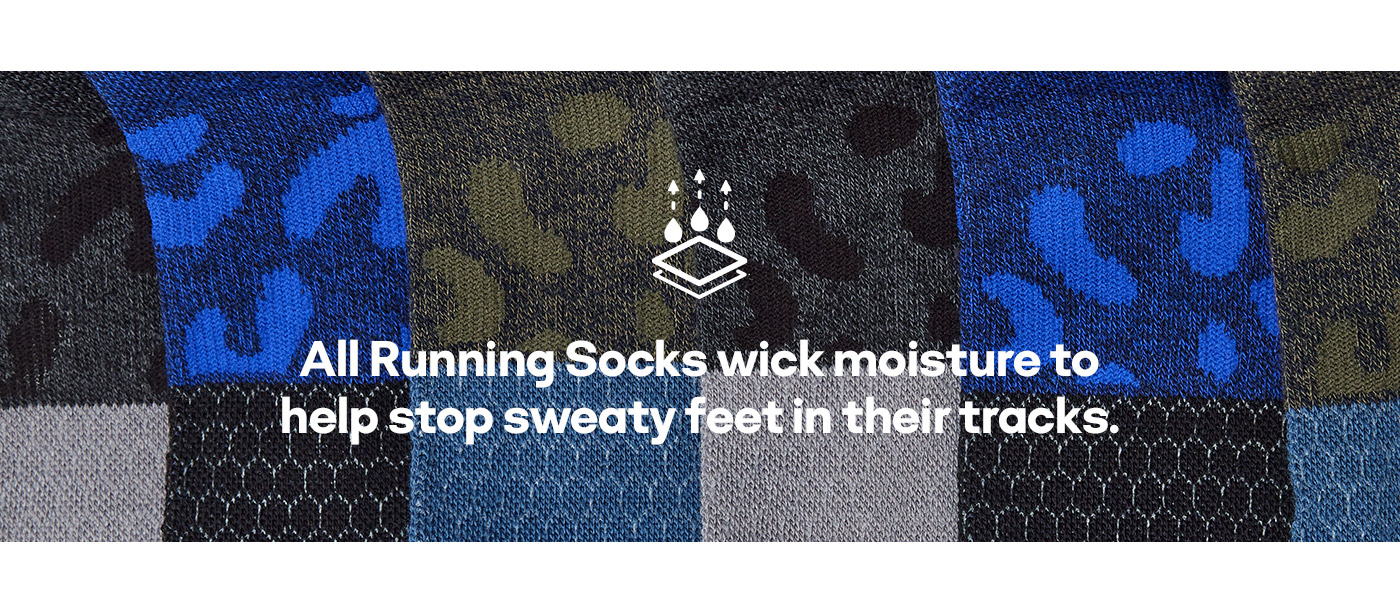 All Running Socks wick moisture to help stop sweaty feet in their tracks.