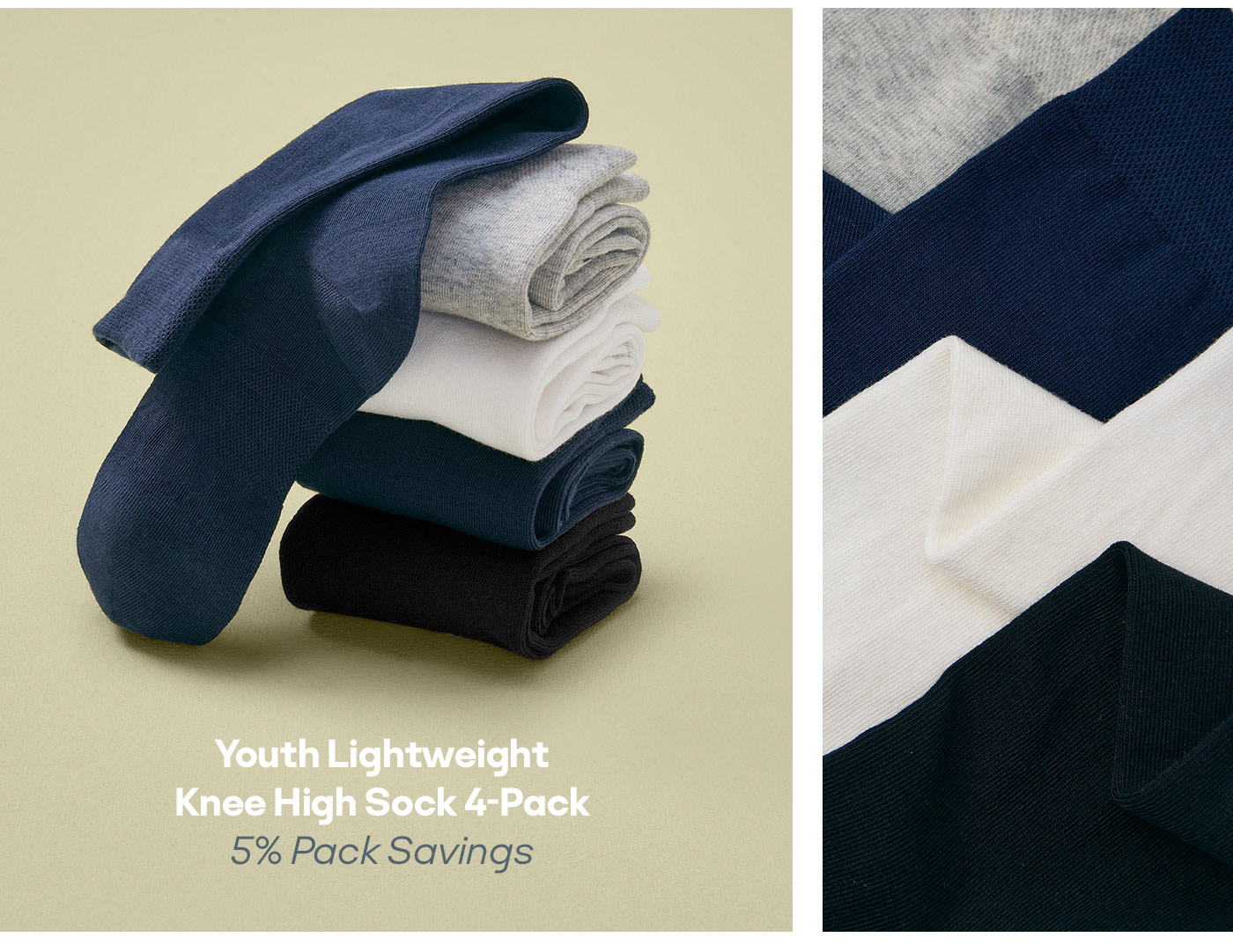 Youth Lightweight Knee High Sock 4-Pack 5% Pack Savings