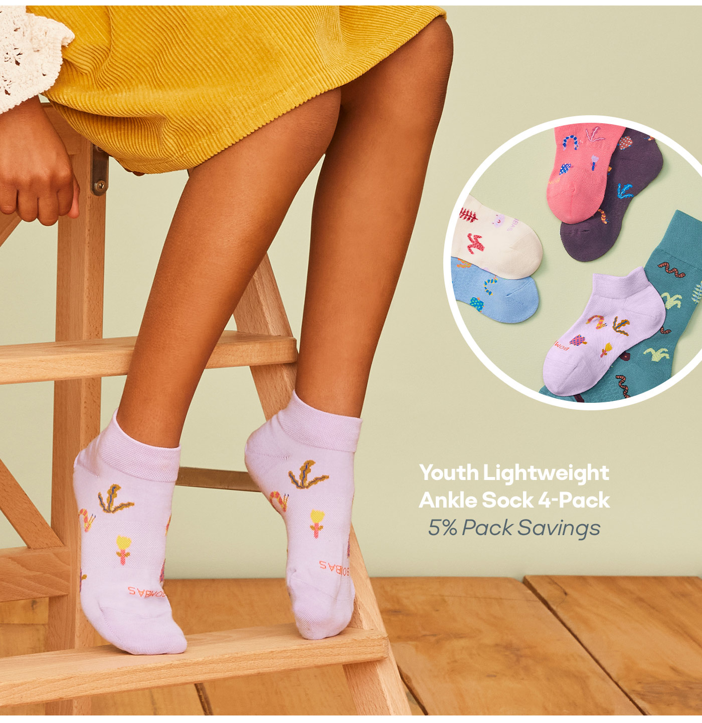 Youth Lightweight Ankle Sock 4-Pack 5% Pack Savings