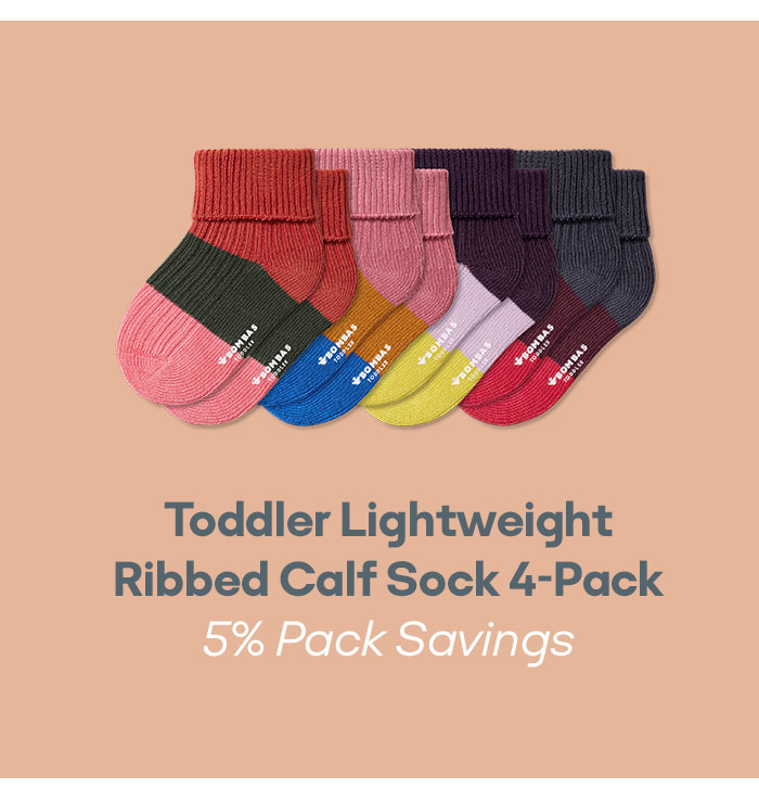 Toddler Lightweight Ribbed Calf Sock 4-Pack 5% Pack Savings