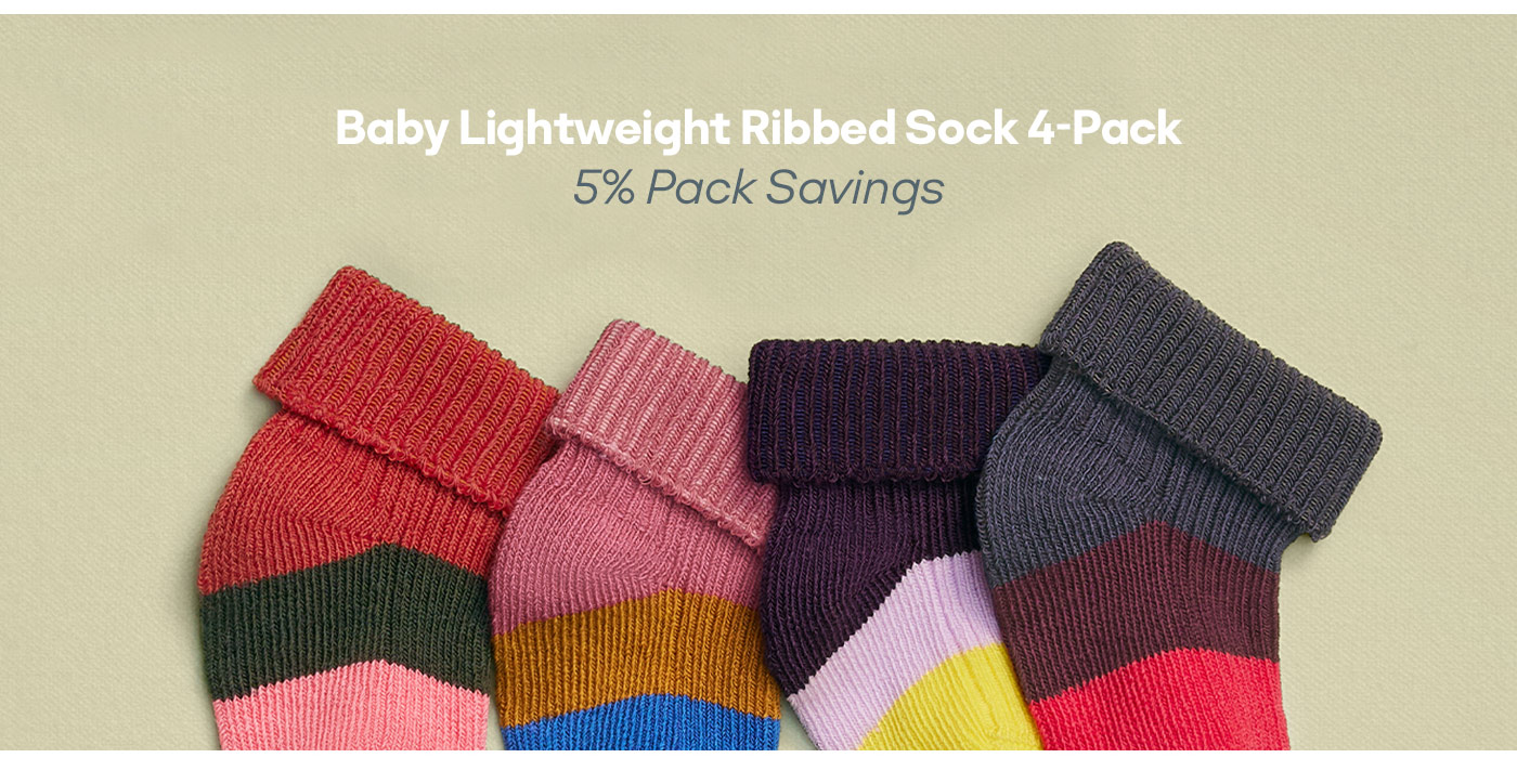 Baby Lightweight Ribbed Sock 4-Pack 5% Pack Savings