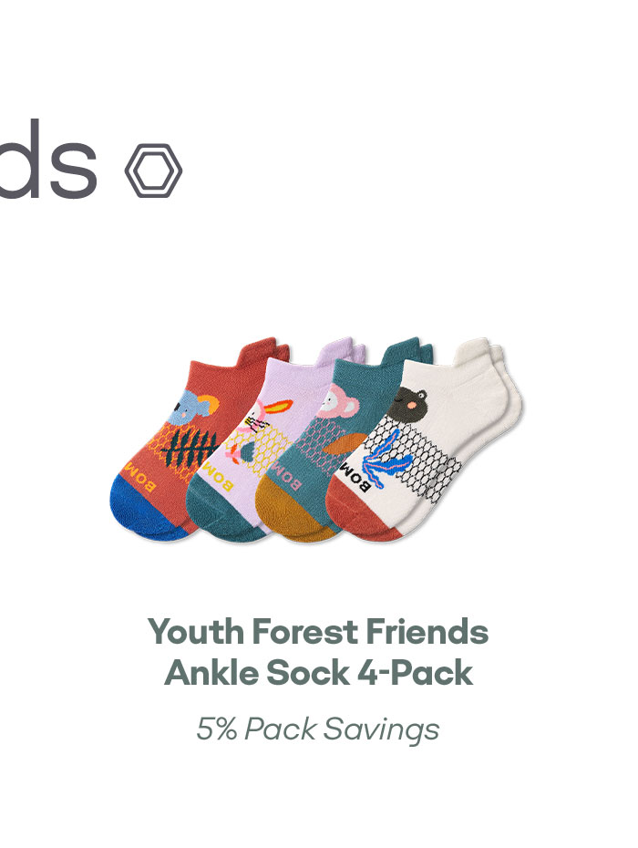 Youth Forest Friends Ankle Sock 4-Pack