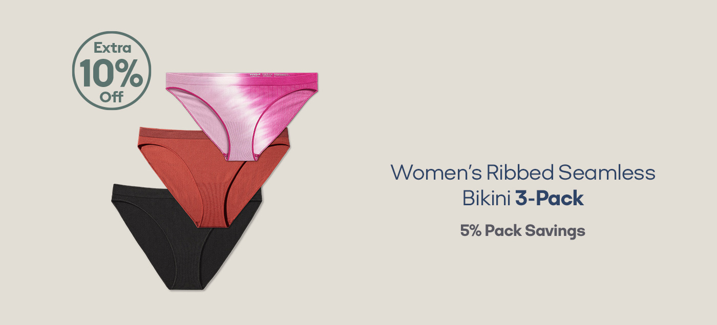 Women's Ribbed Seamless Bikini 3-Pack