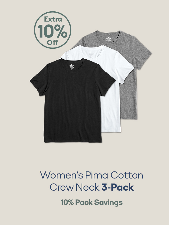 Women's Pima Cotton Crew Neck 3-Pack