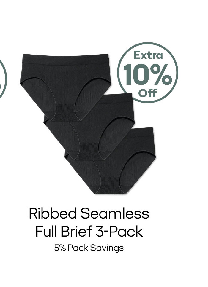 Ribbed Seamless Full Brief 3-Pack