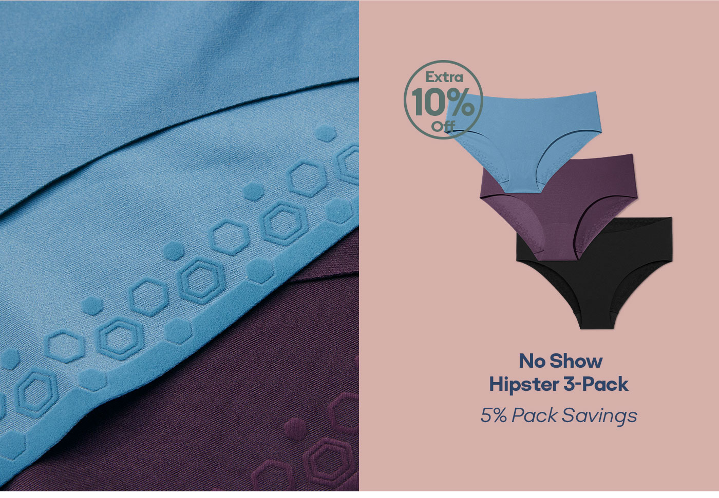 Women's No Show Hipster 3-Pack