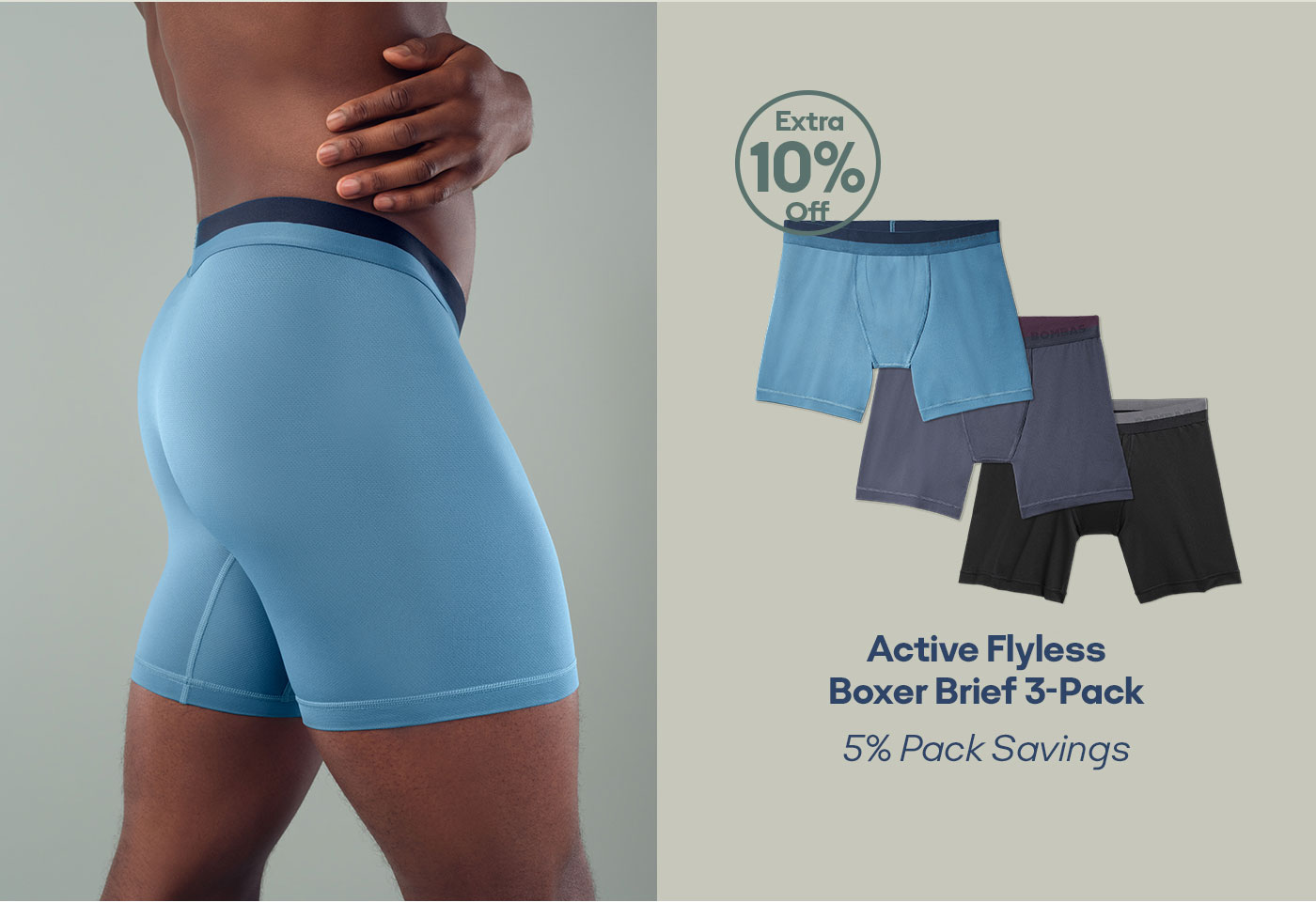 Men's Active Flyless Boxer Brief 3-Pack