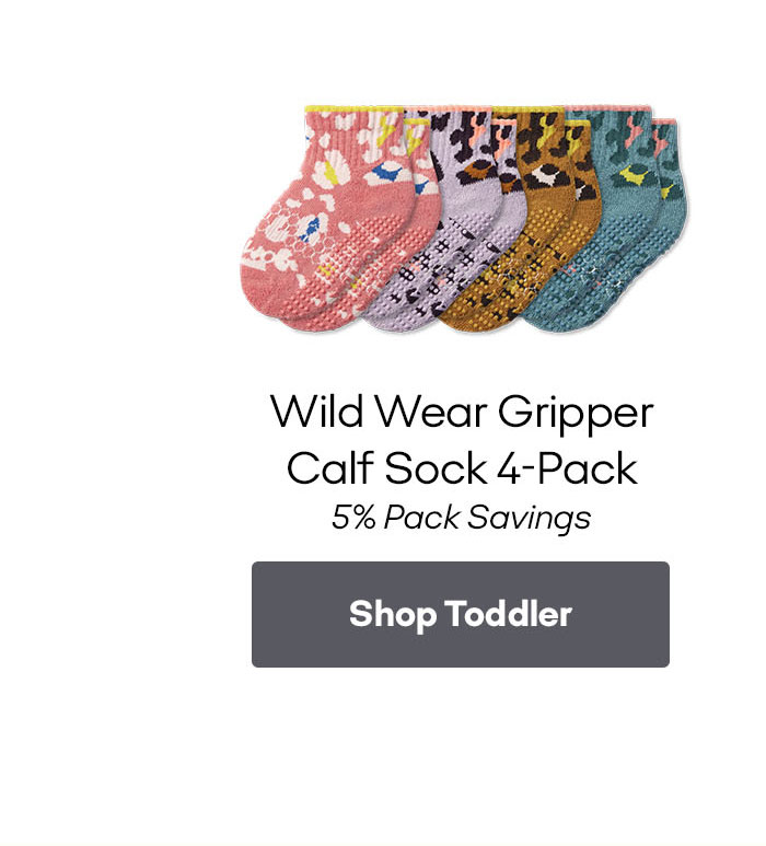 Toddler Wild Wear Gripper Calf Sock 4-Pack