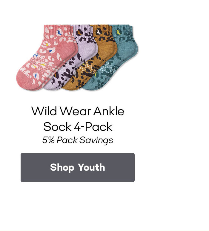 Youth Wild Wear Quarter Sock 4-Pack