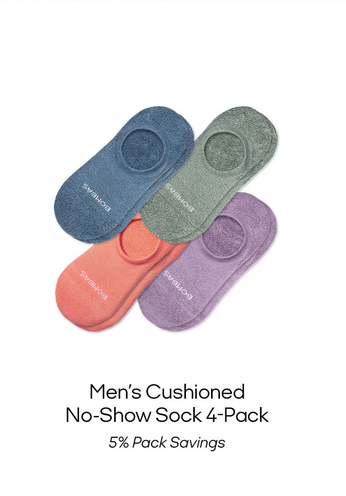Men's Cushioned No Show Sock 4-Pack