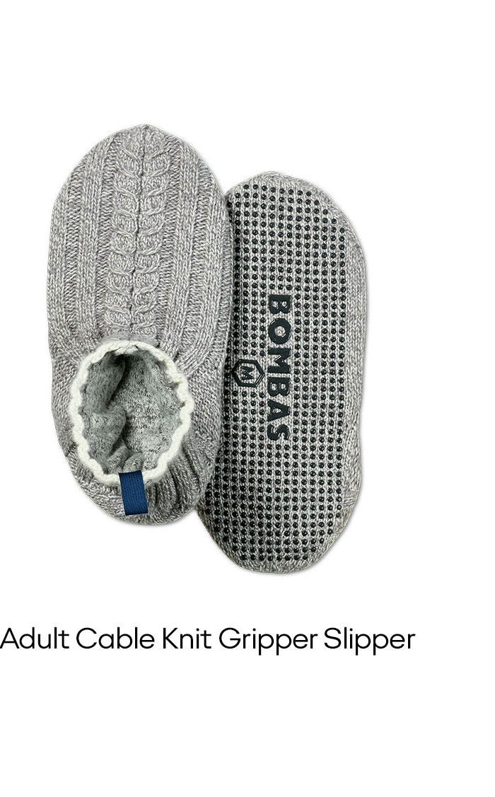 Adult Cable Knit Gripper Slipper