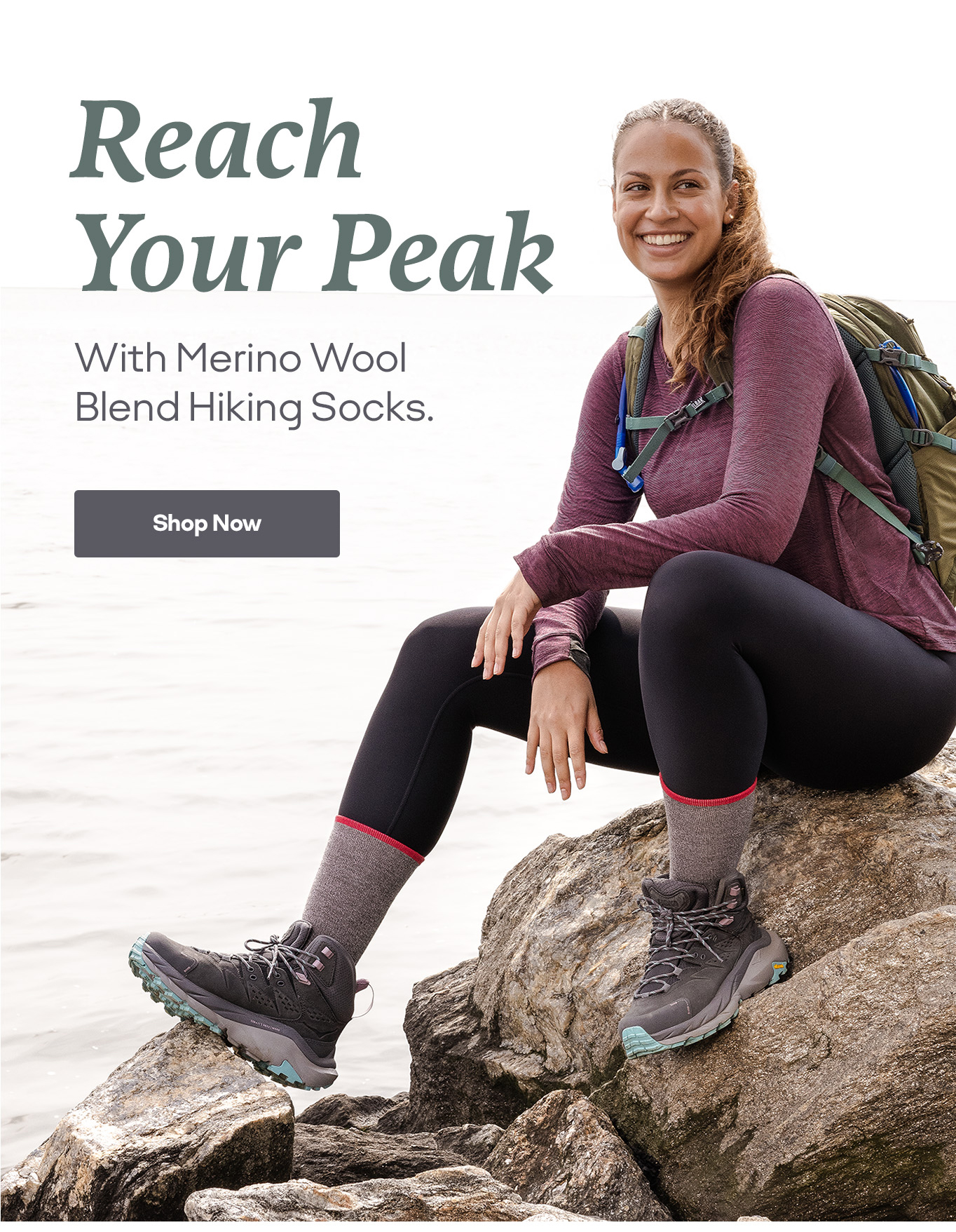 Reach Your Peak With Merino Wool Blend Hiking Socks. Shop Now